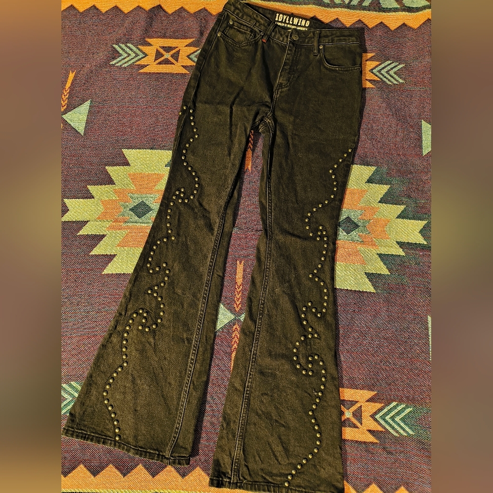 Idyllwind Black Flare Jeans with Gold Accents